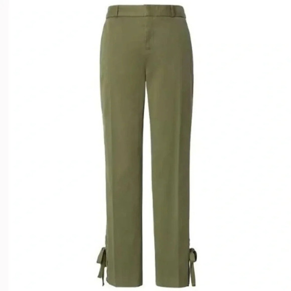 Banana Republic Avery Pant  Straight Leg Ankle Tie Cropped Chino Green 0 Short - Picture 1 of 16